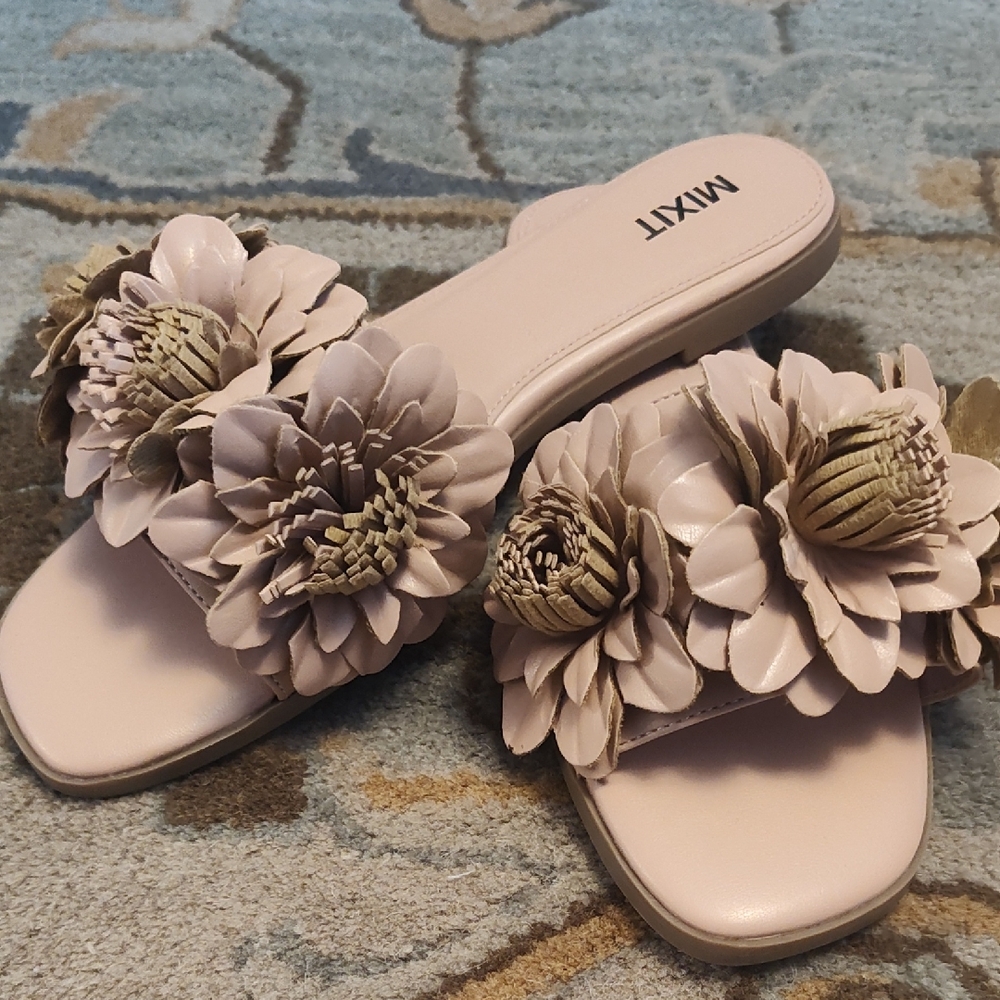 Mixit Pale Blush Floral Slide Mules